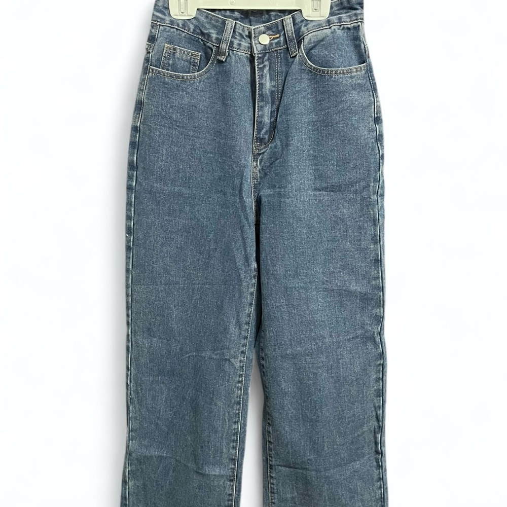 SHEIN Women's Straight Leg Jeans - Classic Blue